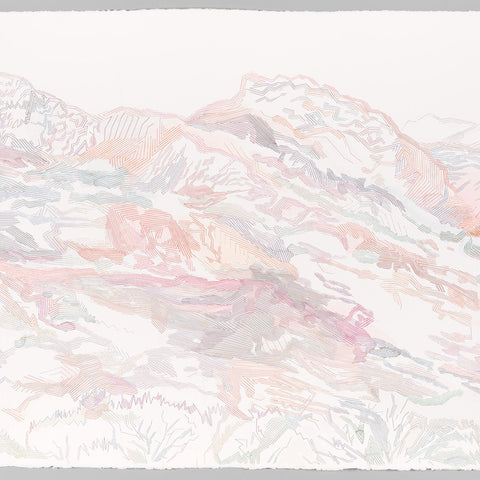 Amy Joy Watson, Arkaroola 2, 2018, metallic thread and watercolour on paper, 103 x 154 cm
