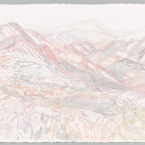 Amy Joy Watson, Arkaroola 3, 2018, metallic thread and watercolour on paper, 103 x 154 cm