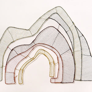 Amy Joy Watson, Hills 1, 2019, wire, paper, metallic thread, 80 x 120 x 15 cm
