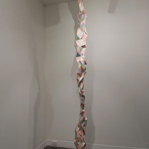 Amy Joy Watson, Prism Pillar, 2013, balsa wood, watercolour and metallic thread, 320 x 18 x 18 cm