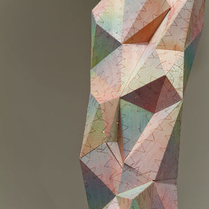 Amy Joy Watson, Prism Pillar (detail), 2013, balsa wood, watercolour and metallic thread, 320 x 18 x 18 cm