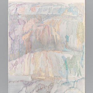 Amy Joy Watson, Tinsel Falls #2, 2015, watercolour and metallic thread on paper, 105 x 68 cm