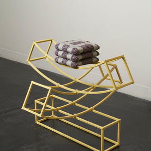 Anna Horne, The Weight of it All (installation view), 2023, concrete, rope, steel frame and paint, 78 x 100 x 100 cm. Photography by Sam Roberts