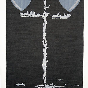 Tony Garifalakis, Burning Cross & Hearts, 2011 treated denim and glue, 160 x 100 cm