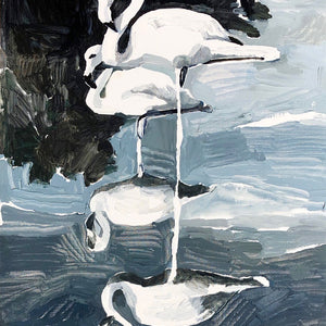 Clara Adolphs, Flamingos, 2018, oil on linen, 97 x 72 cm