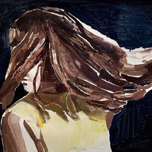 Clara Adolphs, Spinning Girl, 2020, oil on linen, 56 x 82 cm