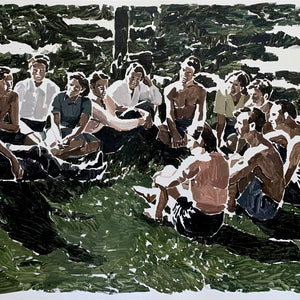 Clara Adolphs, Silent Reply (Group I), 2023, oil on linen,  172 x 270 cm 