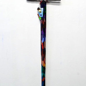 David Booth [Ghostpatrol], Feathered Sword, 2014, acrylic and lacquer on wood, 123 x 30 cm approx.. 