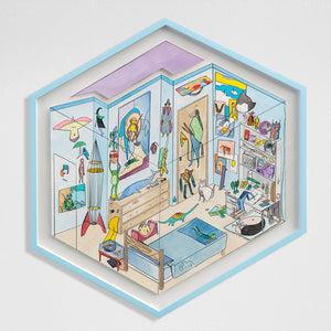David Booth [Ghostpatrol], Spaceship Childhood, 2015, watercolour and pencil on paper, approx. 75 x 75 cm