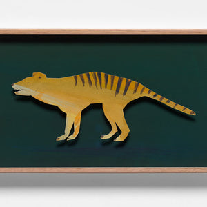 David Booth [Ghostpatrol], Thylacine, 2019, gouache and pencil paper cut, 32 x 62 cm