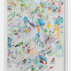 David Booth [Ghostpatrol], Tokyo One, 2015, watercolour and pencil on paper, 154 x 83 cm