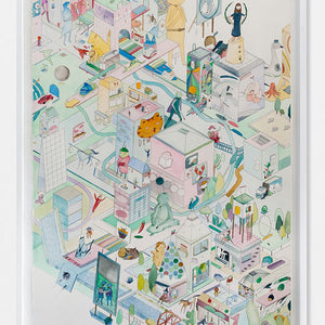 David Booth [Ghostpatrol], Tokyo Two, 2015, watercolour and pencil on paper, 154 x 83 cm