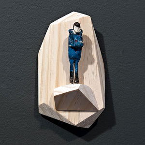 David Booth [Ghostpatrol], Wood carve 2, mixed media, 14 x 10 cm