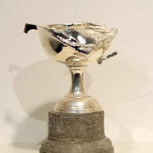 Elvis Richardson, The impossibility of losing in the mind of someone winning, 2008, cast concrete, found trophies burnt and resilvered, dimensions variable