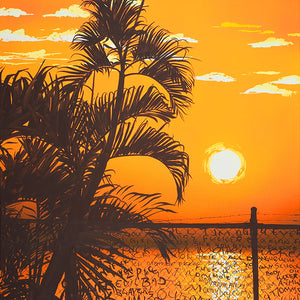 James Dodd, Fence Sunset, 2012, acrylic on canvas, 154 x 112 cm