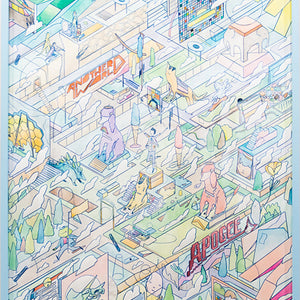 David Booth [Ghostpatrol], Paths to Drift Time, 2016, watercolour & pencil on pa-per, 140 x 80 cm
