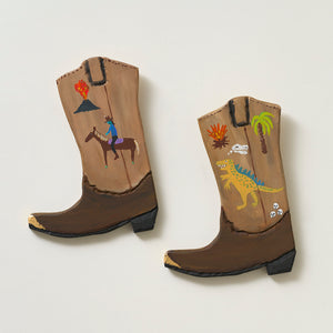 Marc Etherington, Boots, 2022, acrylic on hand-cut board, 23.5 x 17 x 1 cm irreg. each