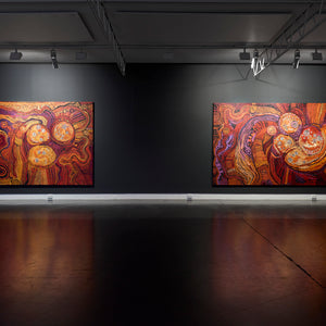 Nyunmiti Burton's  ‘Kungkarangkalpa (Seven Sisters Songline)’ at Hugo Michell Gallery, 2022