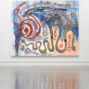 Zaachariaha Fielding, Untitled (24-21AS), 2021, acrylic and mixed media on canvas, 198 x 243 cm