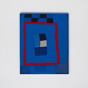 Henry Jock Walker, Blue Esky, 2021, stretched found Neoprene, powder coated aluminium frame, 52 x 42 cm