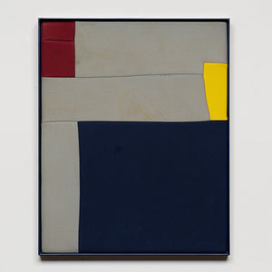 Henry Jock Walker, Pier and Ocean (After Mondrian and Ripcurl Thermalite), 2021, stretched found Neoprene, powder coated aluminium frame, 52 x 42 cm. 