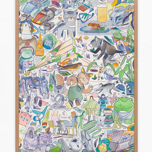 David Booth [Ghostpatrol], How Now Feels (Yestron), 2021, framed watercolour, 100 x 73.5 cm