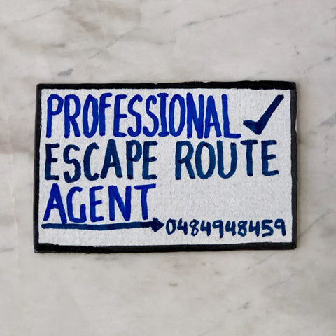 Lucas Grogan 'Professional Escape Route Agent' business card
