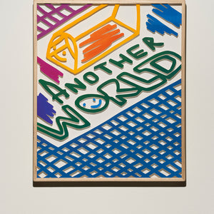 David Booth [Ghostpatrol], I’m Building Another World, 2022, gouache and paper cut, 51.5 x 61.5 cm