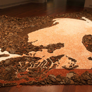 James Darling and Lesley Forwood, River to Ocean, 2013, 3.75 tonnes Mallee roots & salt, sound by Philip Samartzis, 13.5 x 4.75 x 0.70 m, at Heartland, Art Gallery of South Australia