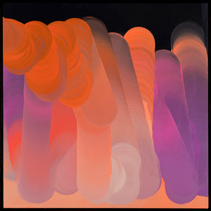 James Dodd, Mill Painting (Orange and Purple), 2018, acrylic on canvas, 96 x 96 cm