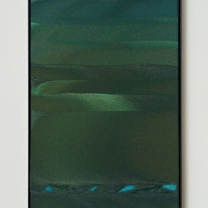 James Dodd, Peacock Meditation, 2021, acrylic on canvas, powder coated steel frame, 57.5 x 37 cm