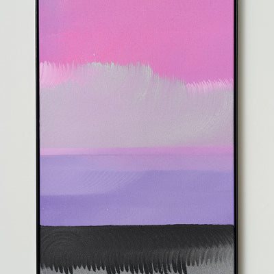James Dodd, Pink Lake Meditation, 2021, acrylic on canvas, powder coated steel frame, 57.5 x 37 cm