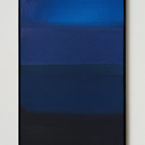 James Dodd, Blues Meditation, 2021, acrylic on canvas, powder coated steel frame, 57.5 x 37 cm