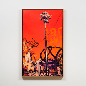 James Dodd, Unley Scrawl Study – Stobie Pole becomes Palm Tree, 2021, acrylic on canvas, 104 x 64 cm