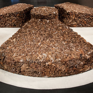 James Darling and Lesley Forwood, International radiation sign, 2014, 5.24 tonnes Mallee roots and 113 kilos of daruma rice, 0.75 x 5.4 x 5.6 m
