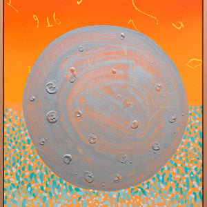 James Dodd, The moon setting in front of the ocean, 2015, acrylic and enamel on canvas, 76 x 61 cm