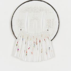 Julia Robinson, Two pipes toothsome, 2021, linen, thread, nails, barrel hoop, fixings, 85 x 65 x 15 cm