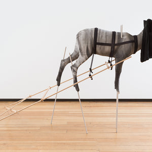 Julia Robinson, Folk Death, 2014 – 15, flywire, fibreglass, fabric (white velvet, linen, muslin), ink, thread, timber, gesso, cotton cord, 170 x 280 x 110 cm irreg