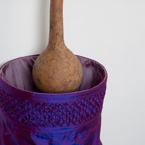 Julia Robinson, Galligaskins Gourd (detail), 2017, silk, thread, gold plated steel and fixings, cord, stuffing, 130 x 30 x 30 cm
