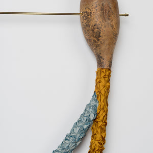 Julia Robinson, Girth Hitch (detail), 2017, gourds, silk, thread, gold plated steel and fixings, mixed media, 80 x 80 x 15 cm