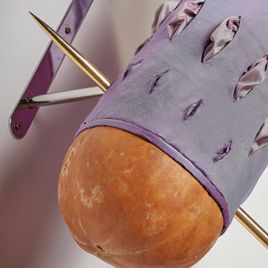 Julia Robinson, Royal Peplum (detail), 2018, gourd, silk, thread, pins, brass, gold plating, steel, padding, and other mixed media, 140 x 80 x 60 cm irreg