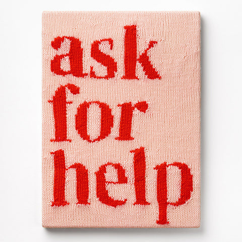 Kate Just, Ask For Help, 2022, acrylic yarn, timber and canvas, 55 x 40 cm. Photography by Simon Strong