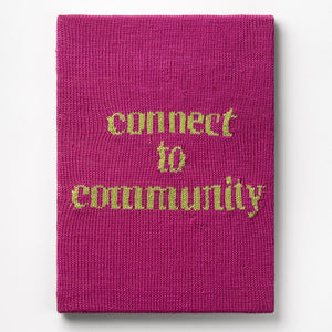  Kate Just, Connect to Community, 2022, acrylic yarn, timber and canvas, 55 x 40 cm. Photography by Simon Strong