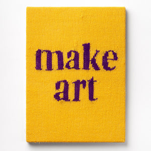  Kate Just, Make Art, 2022, acrylic yarn, timber and canvas, 55 x 40 cm. Photography by Simon Strong