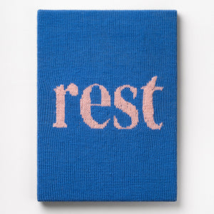  Kate Just, Rest, 2022, acrylic yarn, timber and canvas, 55 x 40 cm. Photography by Simon Strong