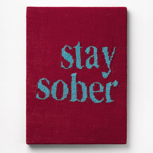  Kate Just, Stay Sober, 2022, acrylic yarn, timber and canvas, 55 x 40 cm. Photography by Simon Strong