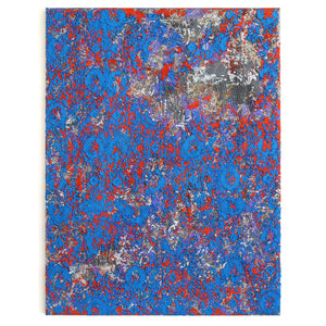 Katrina Dobbs, Flyscreen (blue), 2019, oil and acrylic on flyscreen, 86 x 112 cm