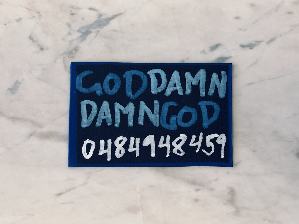 Lucas Grogan 'Goddamn Damn God' business card