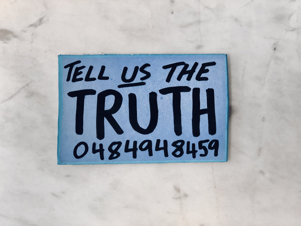 Lucas Grogan 'Tell Us the Truth' business card