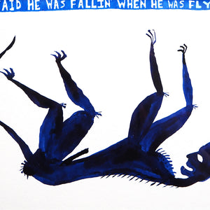 Lucas Grogan, He said he was falling when he was flying, 2017, ink and acrylic on archival matt board, 25 x 30 cm